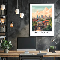 New Orleans Urban Landscape Illustrated Cityscape Poster PosterGoat