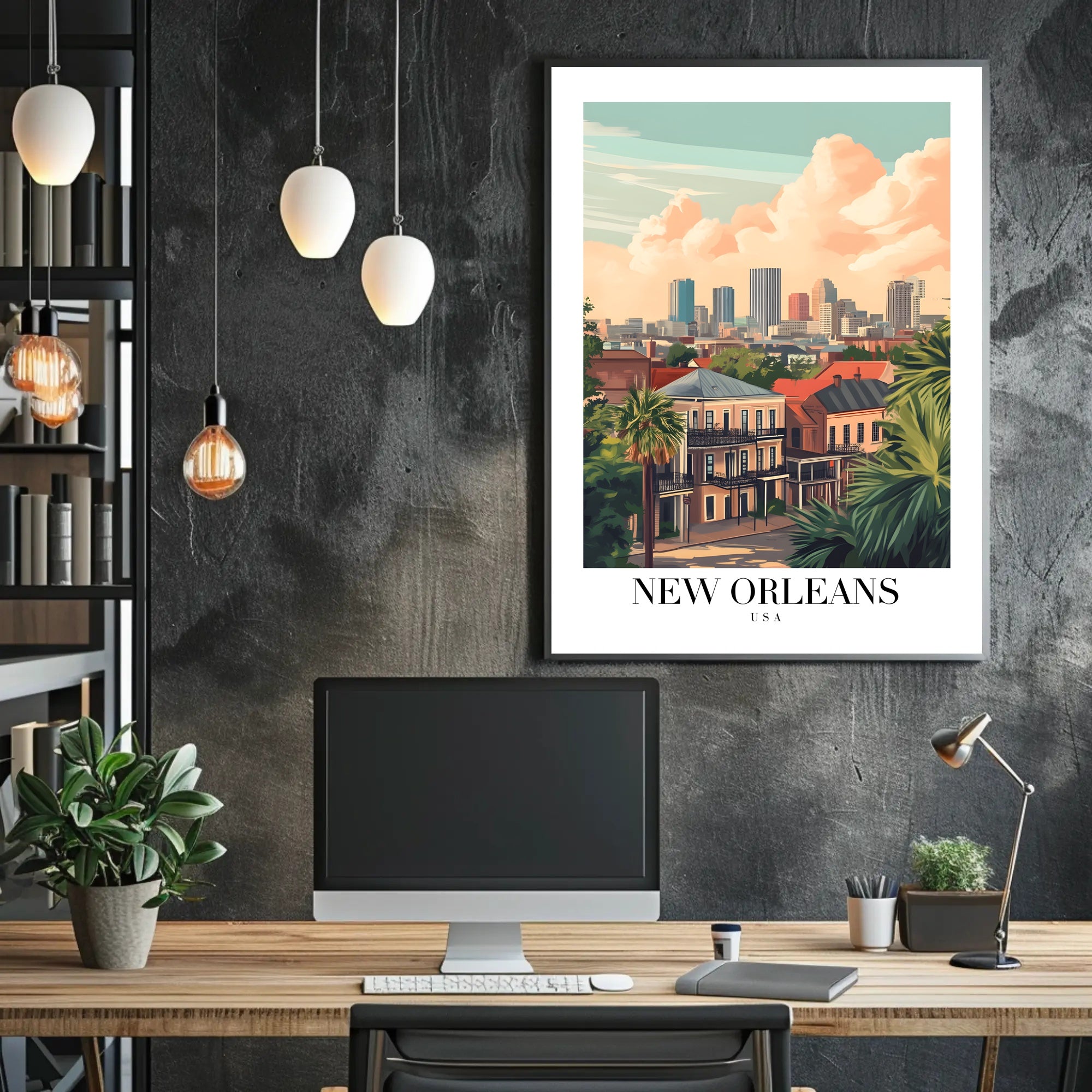 New Orleans Urban Landscape Illustrated Cityscape Poster PosterGoat