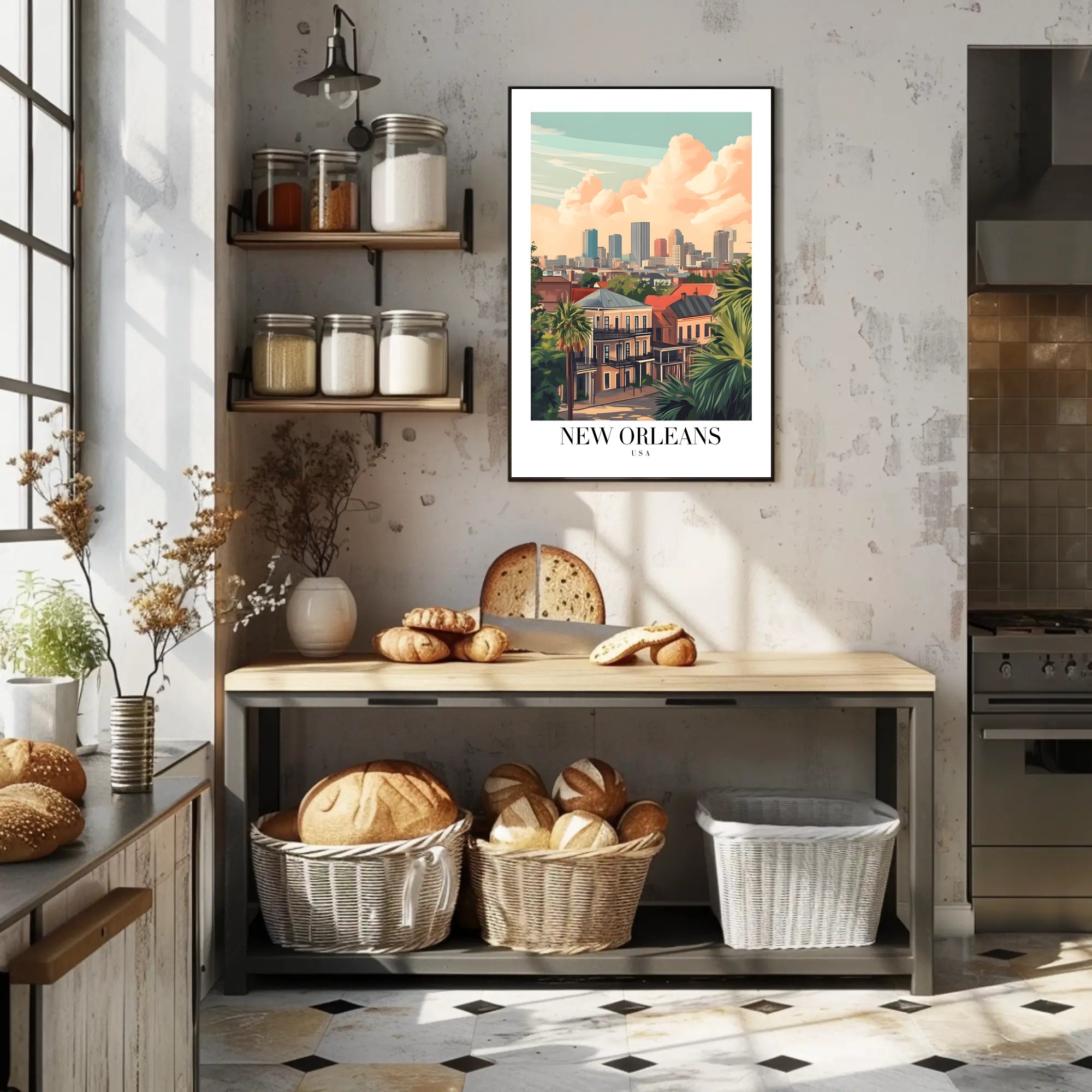 New Orleans Urban Landscape Illustrated Cityscape Poster PosterGoat