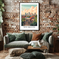 New Orleans Urban Landscape Illustrated Cityscape Poster PosterGoat