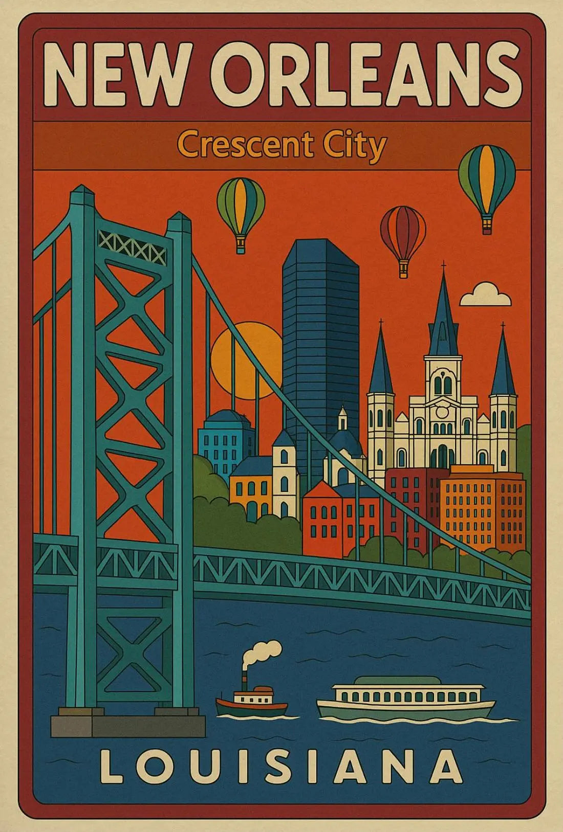 New Orleans Vibrant Cityscape Travel Poster PosterGoat