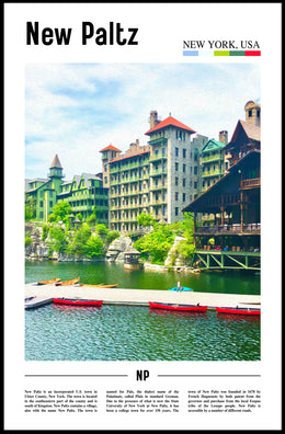 New Paltz Scenic View Print Travel Poster PosterGoat