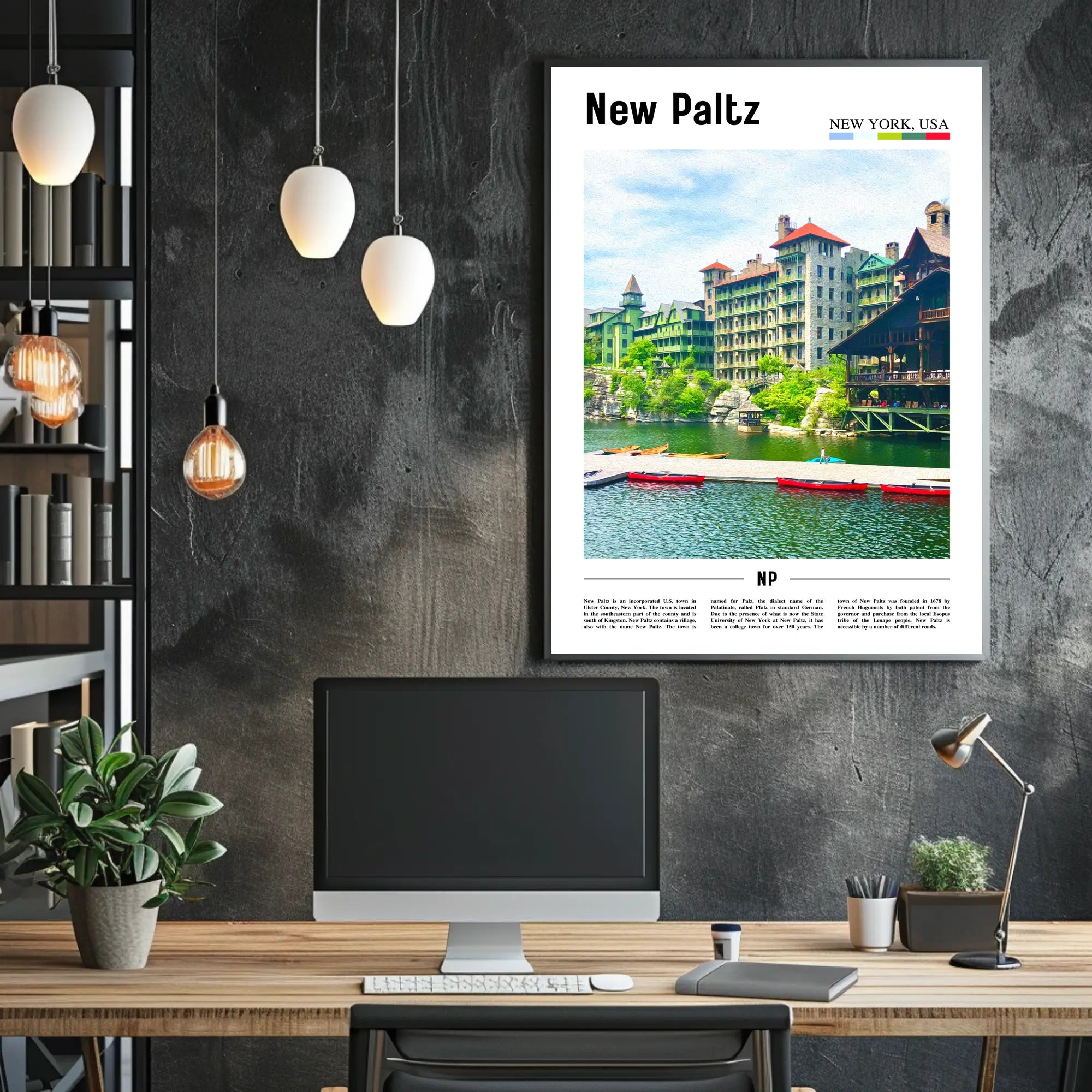 New Paltz Scenic View Print Travel Poster PosterGoat