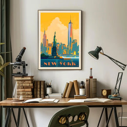 New York Adventure Vintage Travel Poster PosterGoat