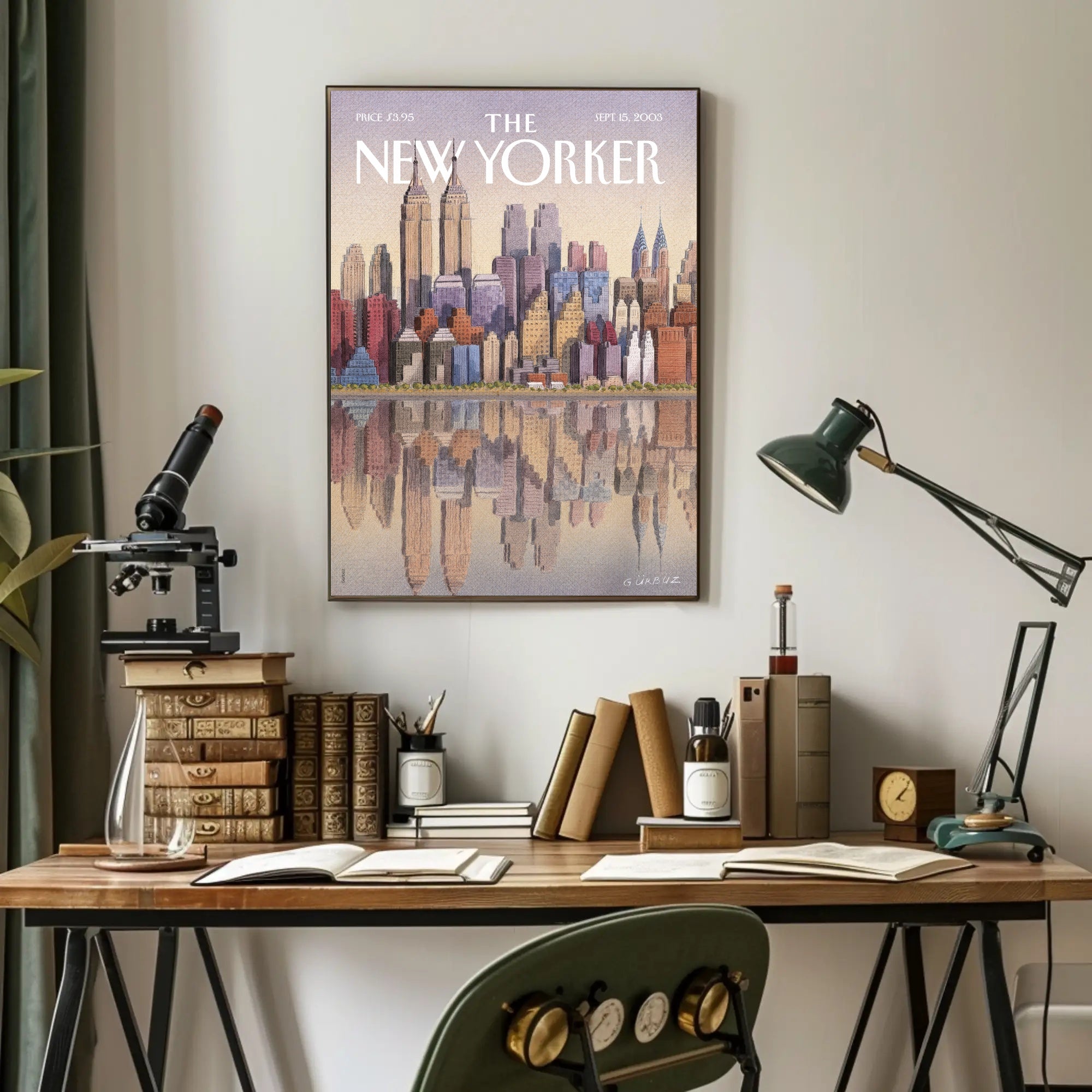 New York City Evening Skyline Travel Poster PosterGoat