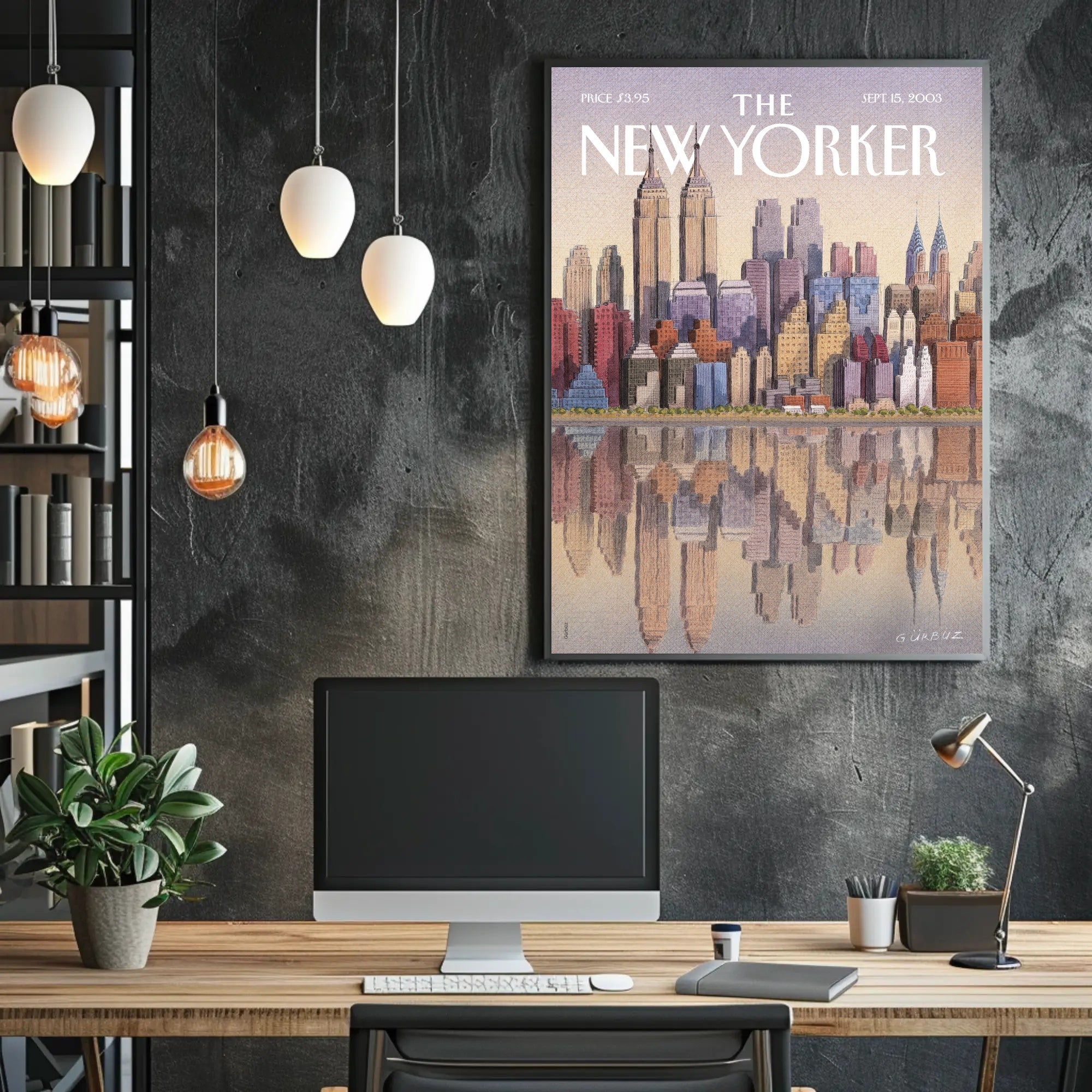 New York City Evening Skyline Travel Poster PosterGoat
