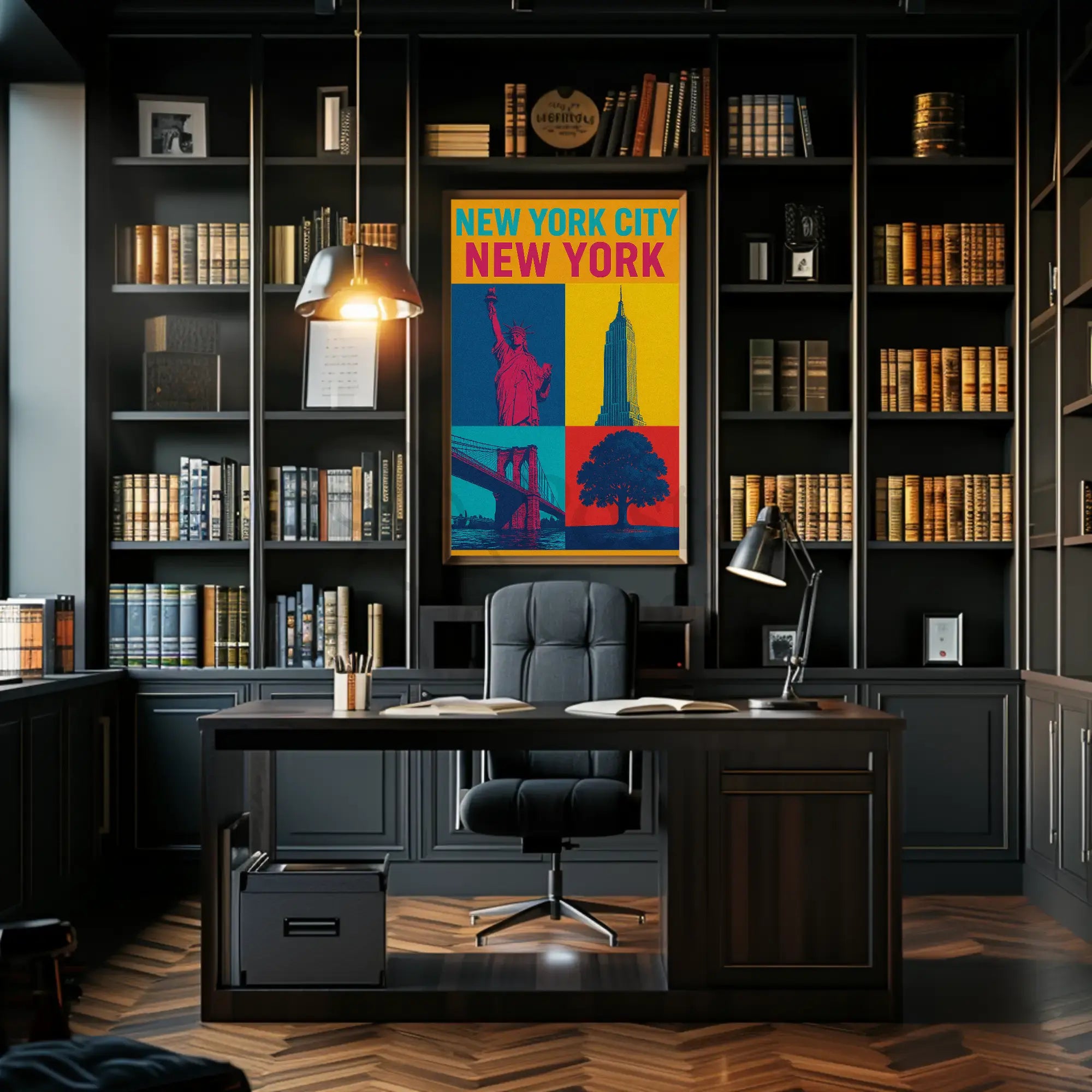 New York City Icons Pop-Art Inspired Travel Poster PosterGoat