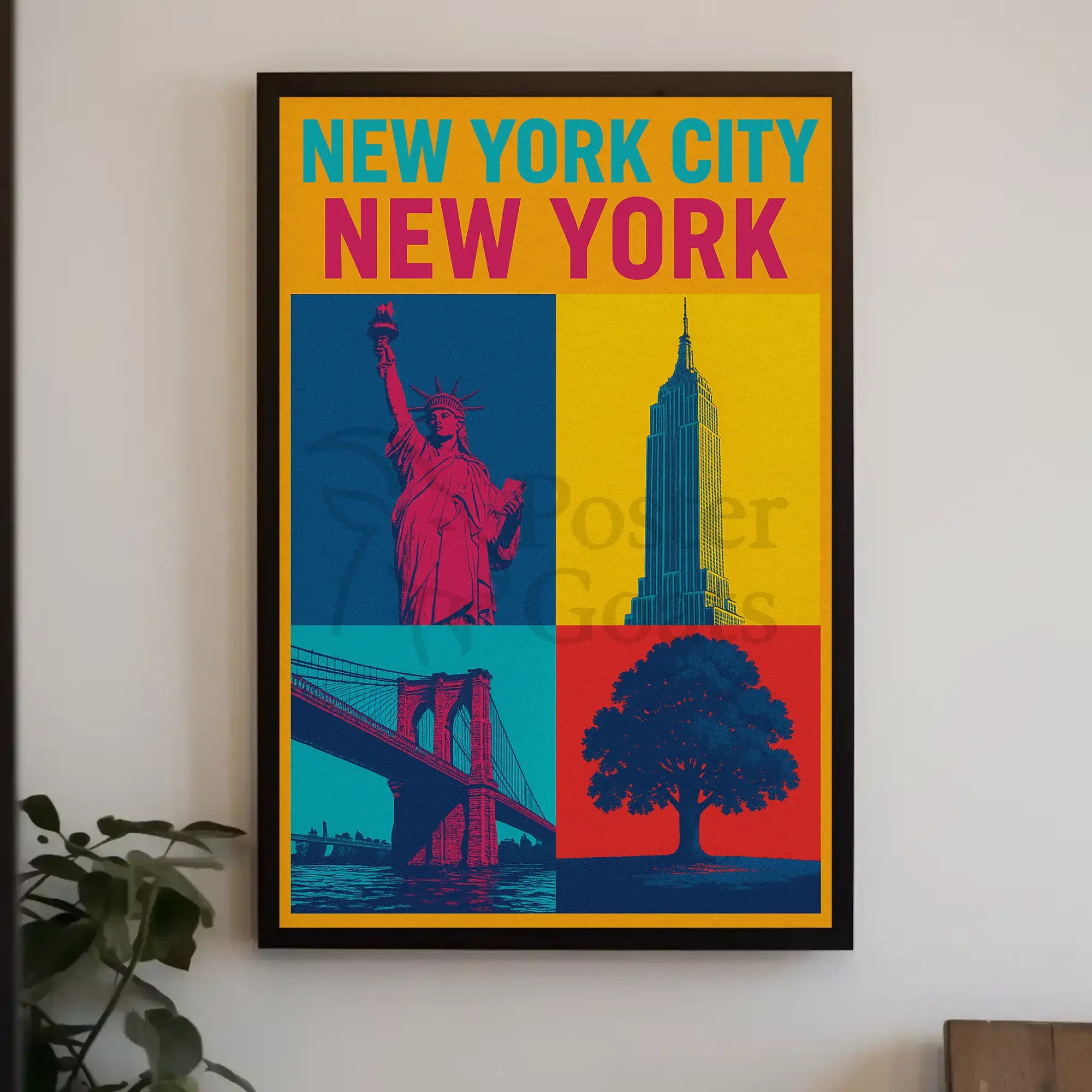 New York City Icons Pop-Art Inspired Travel Poster PosterGoat