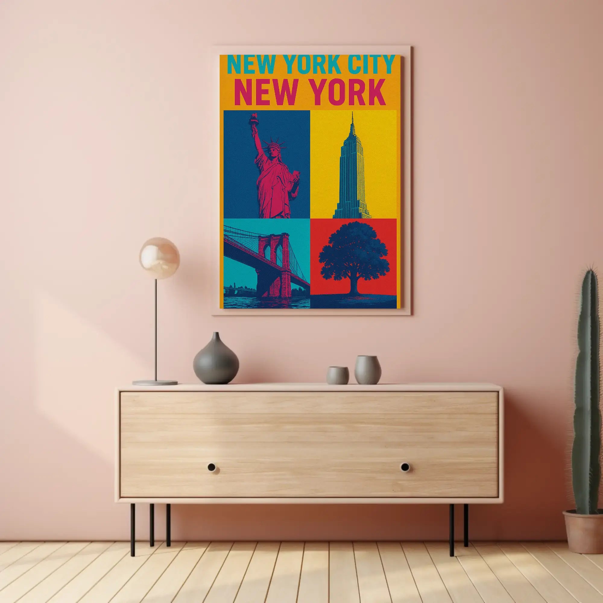 New York City Icons Pop-Art Inspired Travel Poster PosterGoat