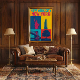 New York City Icons Pop-Art Inspired Travel Poster PosterGoat