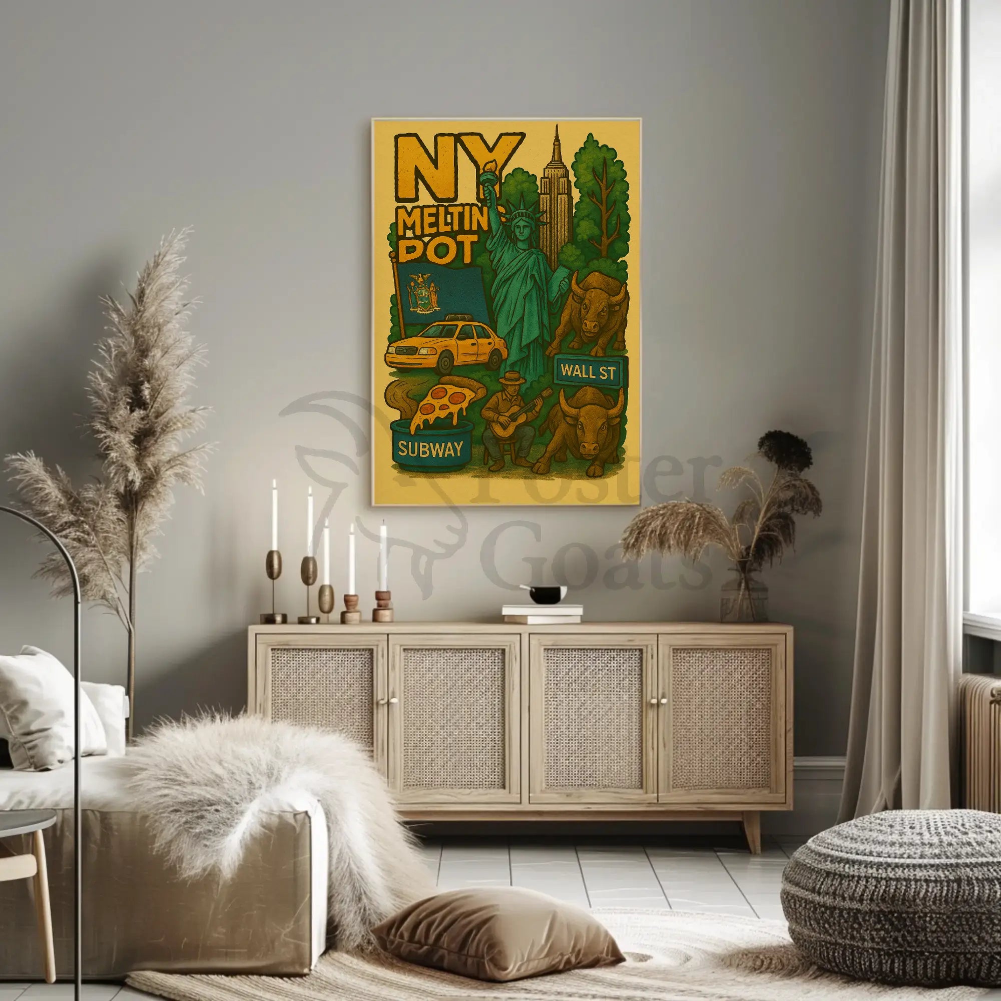 New York City Icons Retro Cultural Heritage Poster PosterGoat