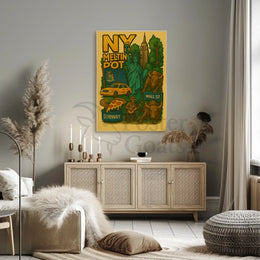 New York City Icons Retro Cultural Heritage Poster PosterGoat