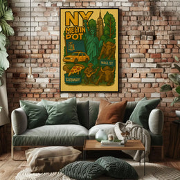 New York City Icons Retro Cultural Heritage Poster PosterGoat