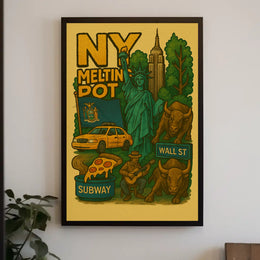 New York City Icons Retro Cultural Heritage Poster PosterGoat