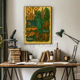 New York City Icons Retro Cultural Heritage Poster PosterGoat