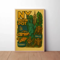 New York City Icons Retro Cultural Heritage Poster PosterGoat