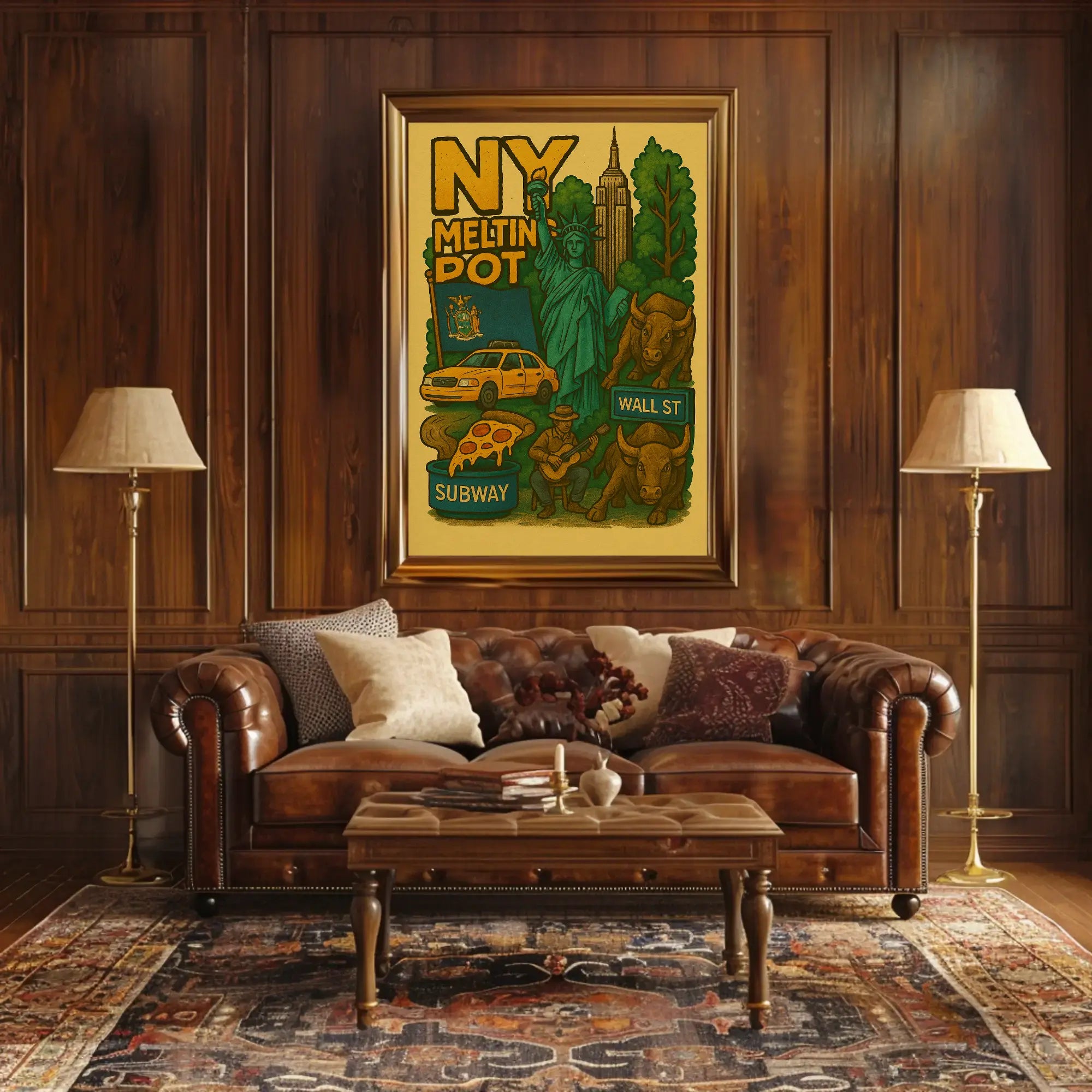 New York City Icons Retro Cultural Heritage Poster PosterGoat