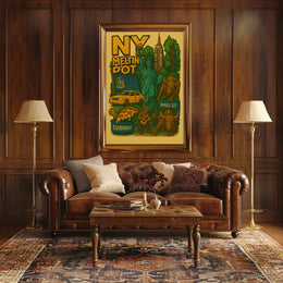 New York City Icons Retro Cultural Heritage Poster PosterGoat