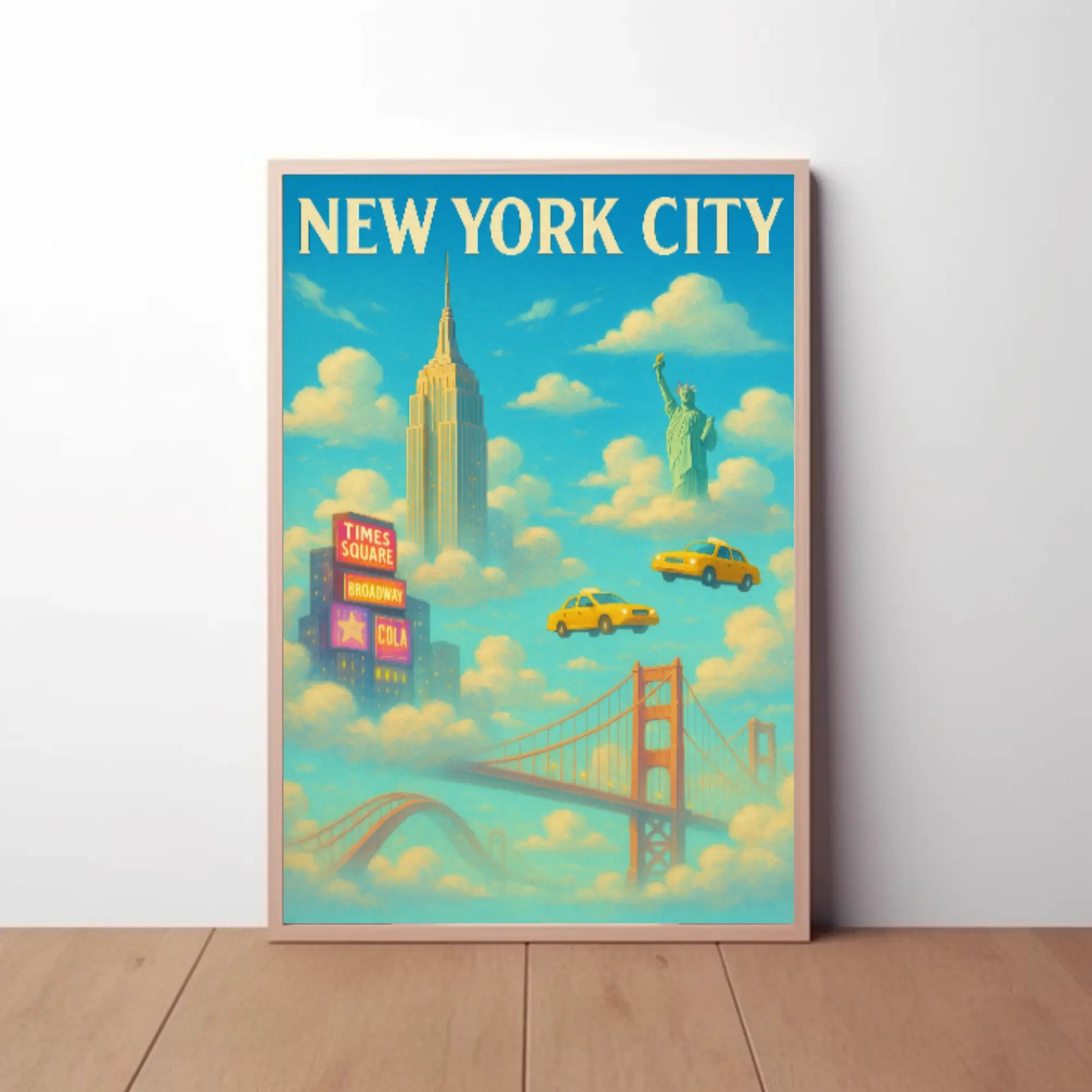 New York City Landmarks Surreal Artistic Travel Poster PosterGoat