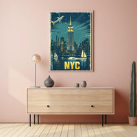 New York City Night Skyline Travel Poster PosterGoat