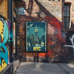 New York City Night Skyline Travel Poster PosterGoat
