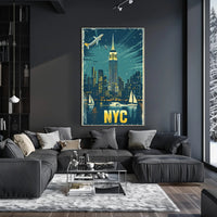 New York City Night Skyline Travel Poster PosterGoat