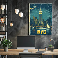New York City Night Skyline Travel Poster PosterGoat