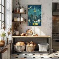 New York City Night Skyline Travel Poster PosterGoat