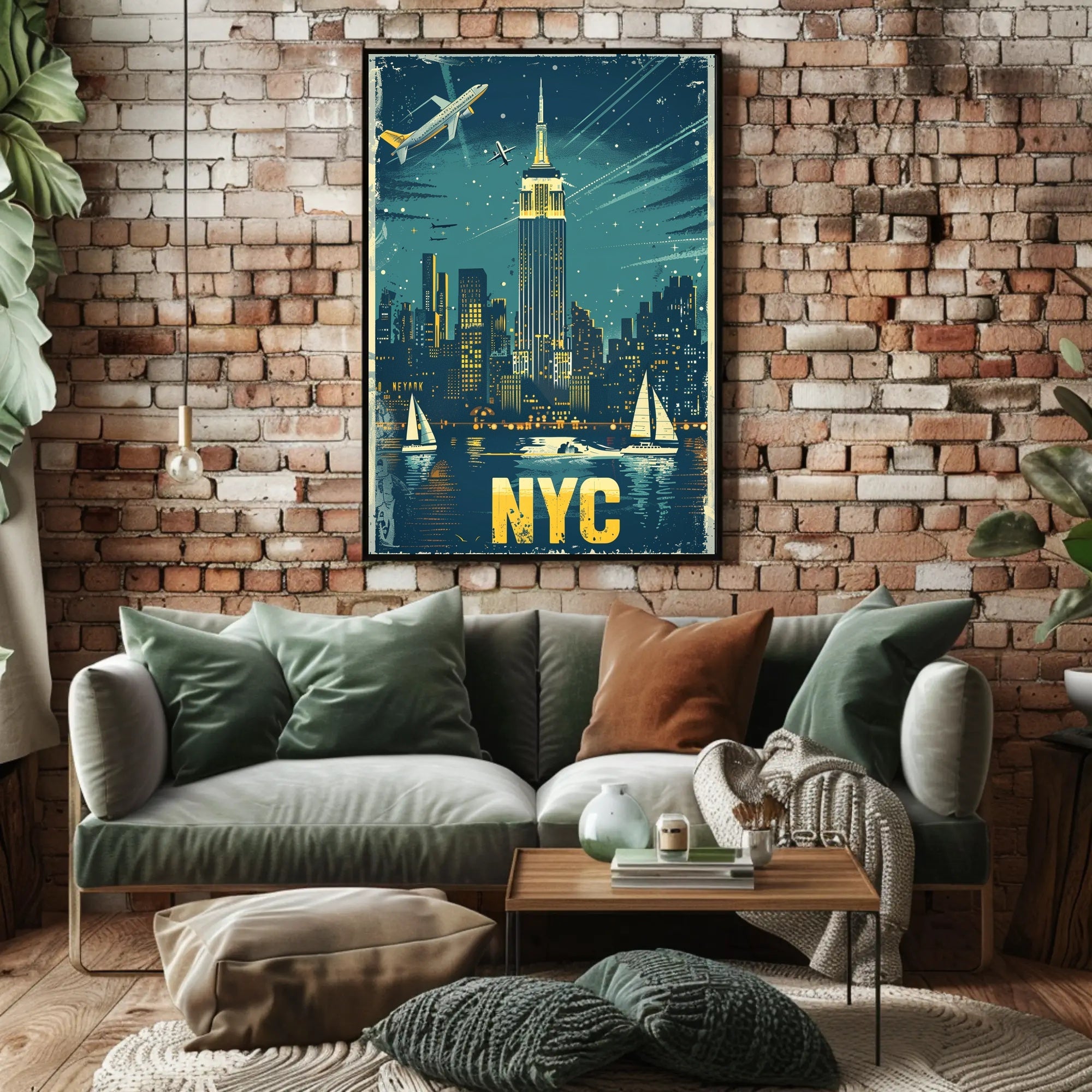 New York City Night Skyline Travel Poster PosterGoat