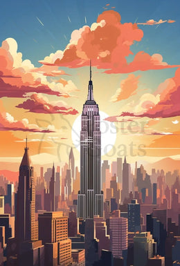 New York City Skyline Illustration Travel Poster PosterGoat