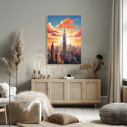 New York City Skyline Illustration Travel Poster PosterGoat