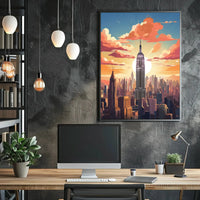 New York City Skyline Illustration Travel Poster PosterGoat