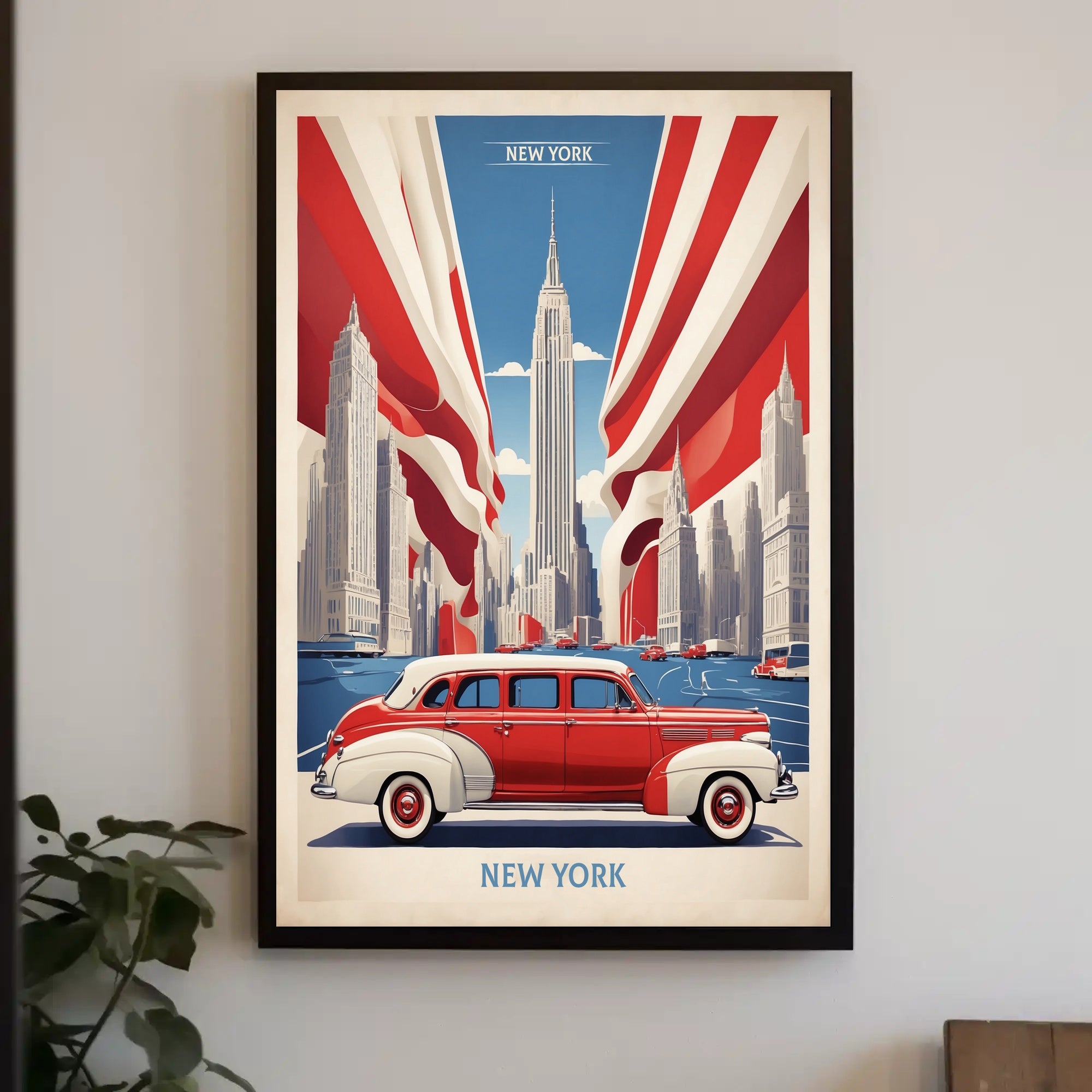New York City Skyline: Retro Americana Urban or Cityscape Poster PosterGoat