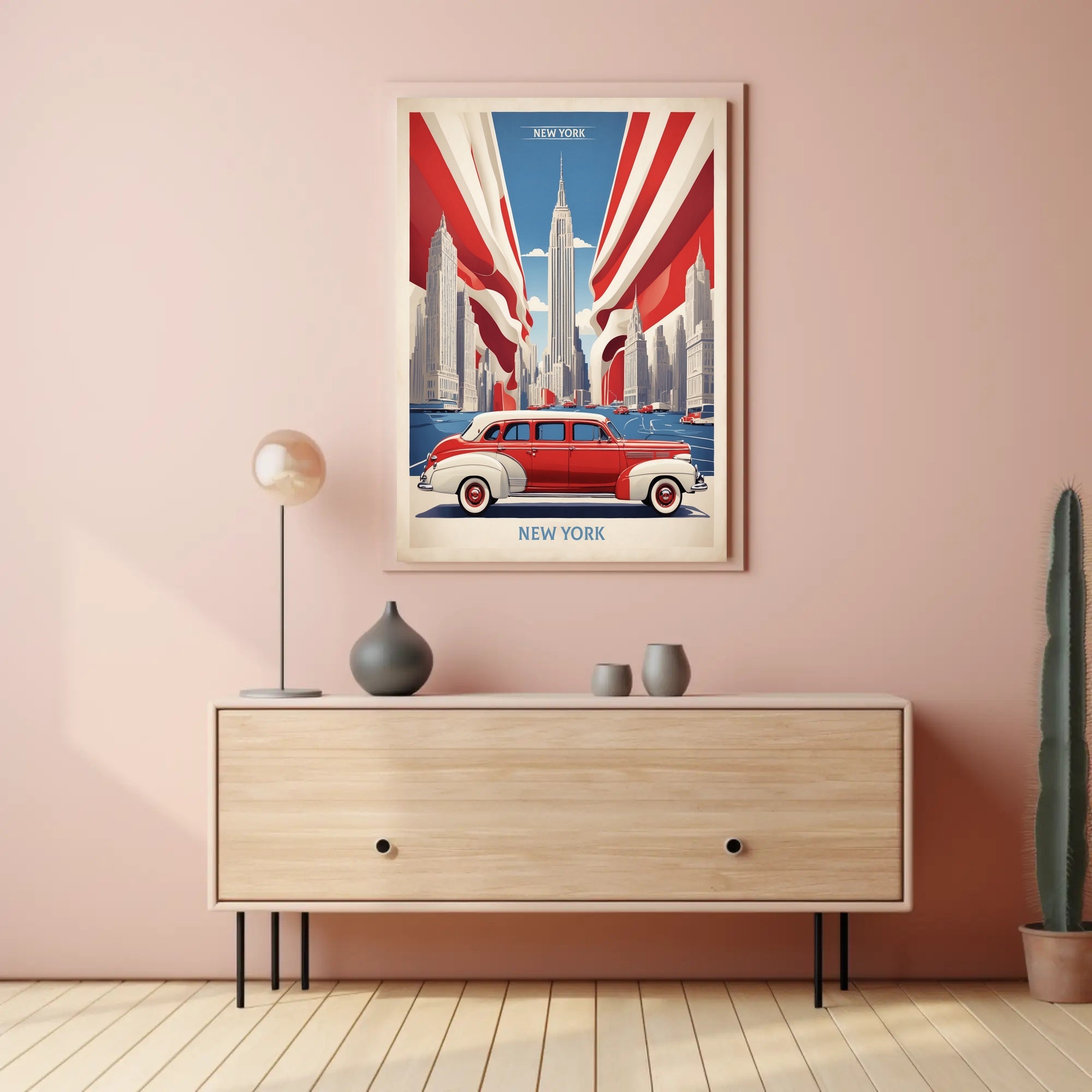 New York City Skyline: Retro Americana Urban or Cityscape Poster PosterGoat