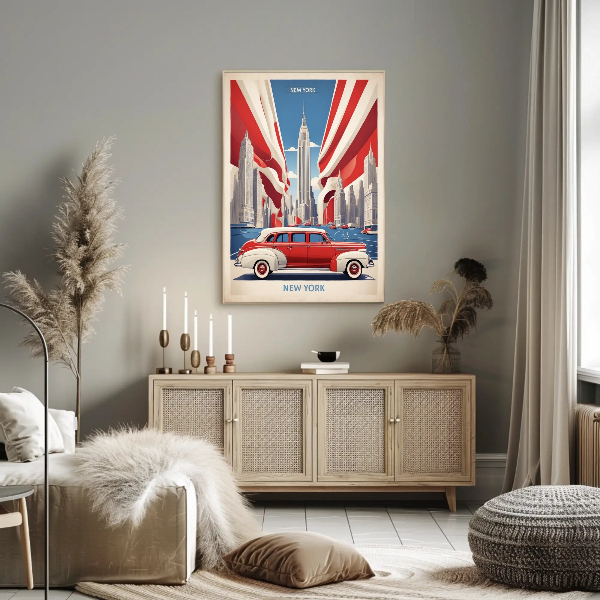 New York City Skyline: Retro Americana Urban or Cityscape Poster PosterGoat