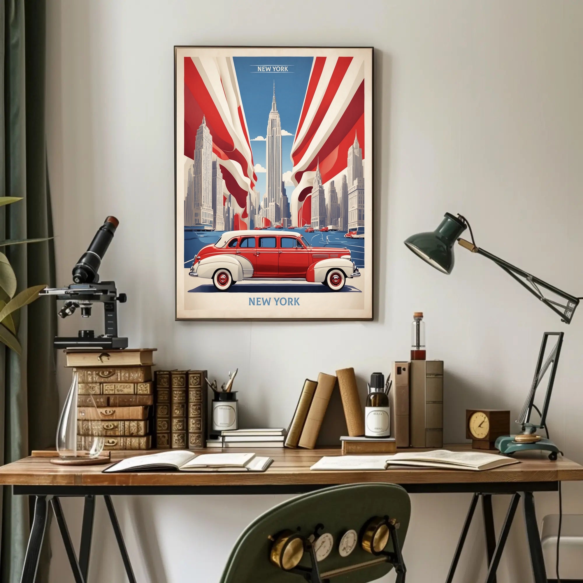 New York City Skyline: Retro Americana Urban or Cityscape Poster PosterGoat