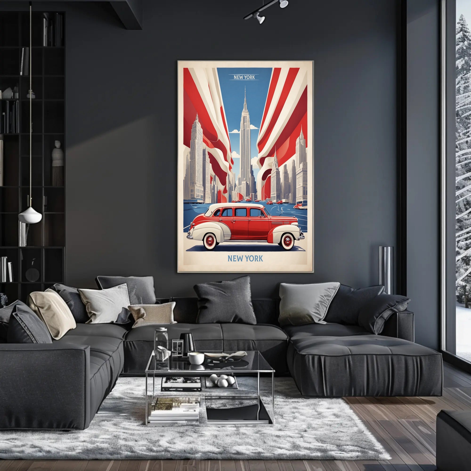 New York City Skyline: Retro Americana Urban or Cityscape Poster PosterGoat