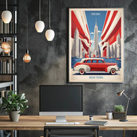 New York City Skyline: Retro Americana Urban or Cityscape Poster PosterGoat