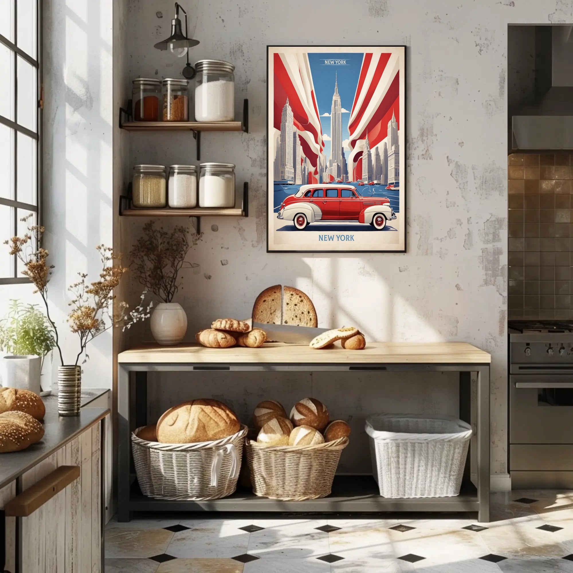 New York City Skyline: Retro Americana Urban or Cityscape Poster PosterGoat