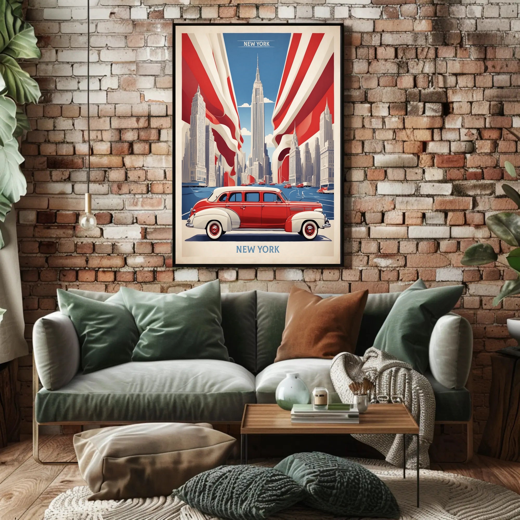 New York City Skyline: Retro Americana Urban or Cityscape Poster PosterGoat