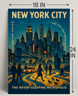 New York City The Never-Sleeping Poster PosterGoat
