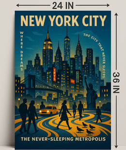 New York City The Never-Sleeping Poster PosterGoat