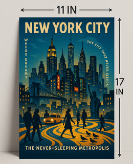 New York City The Never-Sleeping Poster PosterGoat