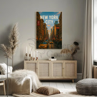 New York City Vibrant Urban Scene Travel Poster PosterGoat