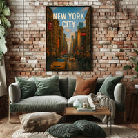 New York City Vibrant Urban Scene Travel Poster PosterGoat