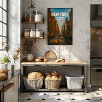 New York City Vibrant Urban Scene Travel Poster PosterGoat