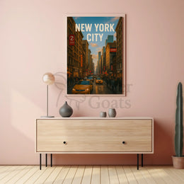New York City Vibrant Urban Scene Travel Poster PosterGoat
