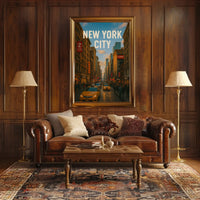 New York City Vibrant Urban Scene Travel Poster PosterGoat