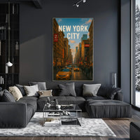 New York City Vibrant Urban Scene Travel Poster PosterGoat