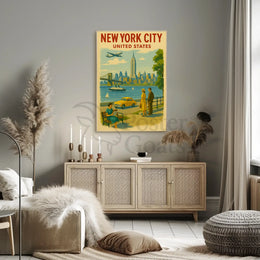 New York City Vintage Travel Art Poster PosterGoat